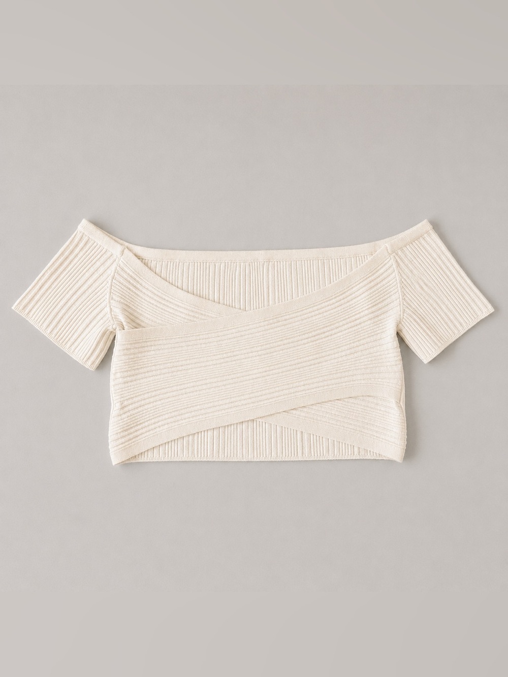 Aerie Reversible Ribbed Off Shoulder Wrap Front Top Cream XXL NWT